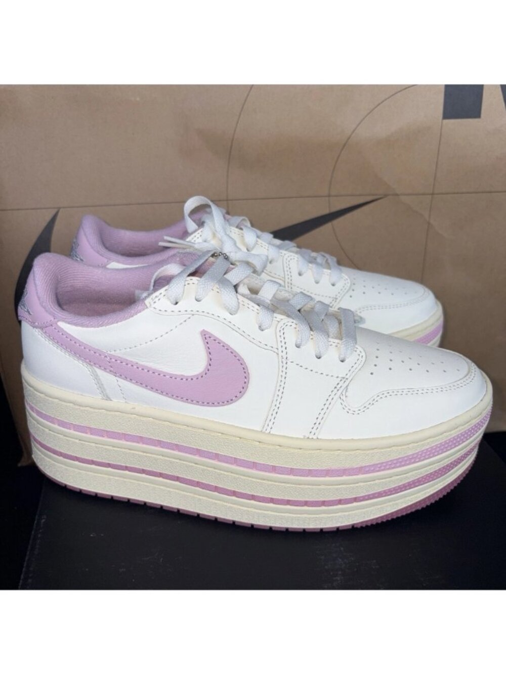 NEW Nike Air Jordan 1 Triple Stack Pale Ivory Pink HV8288-101 Women Size 6.5